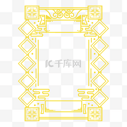 黄色复古中国风图片_中国风手绘复古简约线框水纹