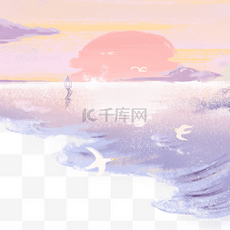 插画海洋元素图片_彩色创意海洋水面元素