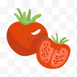 切开卡通西红柿图片_手绘蔬菜西红柿插画
