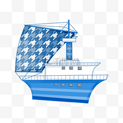 蓝色的帆布图片_蓝色的帆船手绘插画