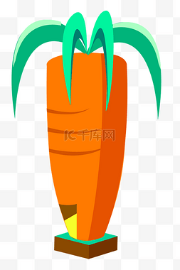 蔬菜扁平化图片_手绘2.5d扁平化胡萝卜