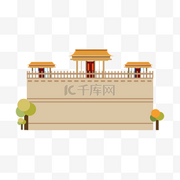 中国古代风背景图片_矢量手绘卡通建筑