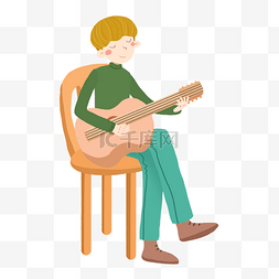 高领毛衣图片_弹吉他的少年免抠PNG素材
