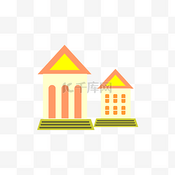 橙色房子图片_矢量卡通扁平房子图标