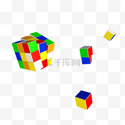 彩色3d方块图片_C4D彩色魔方游戏玩具