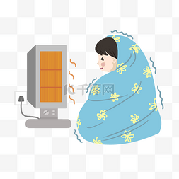 灰色和黄色图片_冬季取暖人物和电暖气