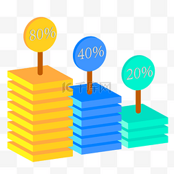 绿色柱图片_金融柱状分析图表插画