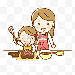 母亲节蛋糕图片_母亲节彩色手绘卡通母女