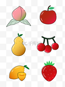 红色水果矢量图图片_水果矢量商用元素卡通可爱风套图