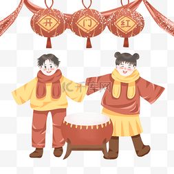 开业幕帘图片_新年敲锣打鼓开门红