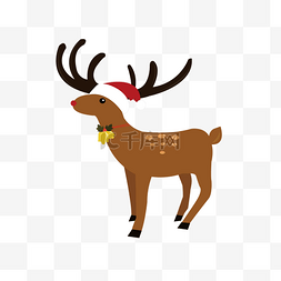 戴圣诞帽的麋鹿卡通形象矢量图