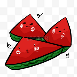 切开的西瓜水果表情笑脸
