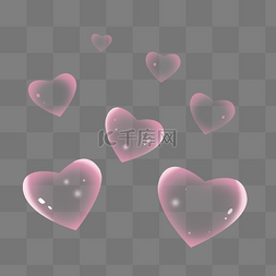 心形粉色漂浮气泡元素