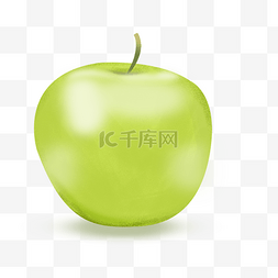 绿苹果png图片_手绘卡通水果绿苹果