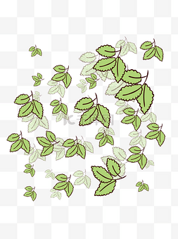 茶叶漂浮免扣图片_手绘植物树叶漂浮的叶子
