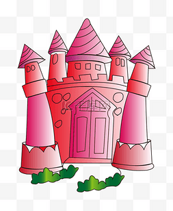 梦幻红色城堡插画