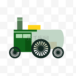 绿色复古小火车插画