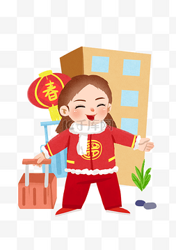 大年初三睡懒觉图片_手绘过年女孩插画