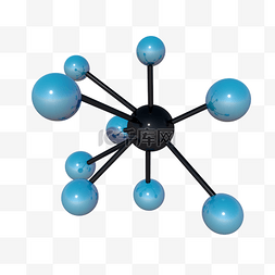 蓝色原子分子-DNA分子形状素材
