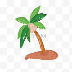海南洒金图片_手绘一株椰子树插画