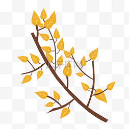秋分插图图片_矢量卡通黄色秋叶树枝