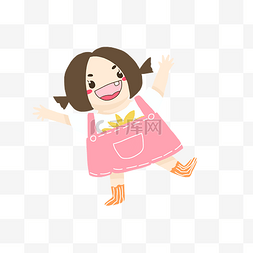 粉色围裙图片_开心的小女孩插画