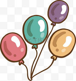 免费下载蓝色背景图片_彩色卡通可爱气球装饰矢量图免费