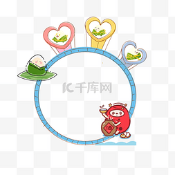 端午节中国风龙舟图片_创意端午节粽子圆形边框