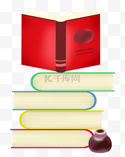 红色的知识书籍插画