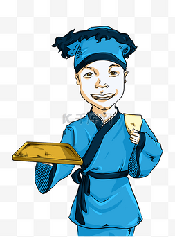 抹布矢量图片_服务小二卡通古代免抠图png