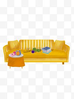 家居桌子插画图片_卡通手绘沙发和桌子设计可商用元