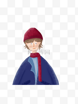 手绘冬季男生图片_手绘围围巾的少年可商用元素
