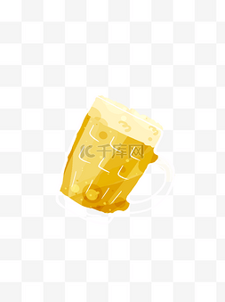 一杯饮品图片_手绘一杯冰啤酒夏季冷饮元素