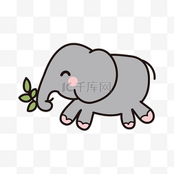 小象给树浇水图片_矢量手绘卡通小象