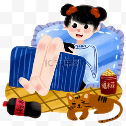 宅生活人物图片_宅生活人物和猫咪