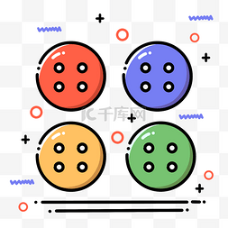 卡通纽扣图片_手绘MBE风格纽扣下载