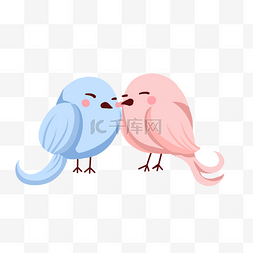 爱情情侣鸟手绘插画