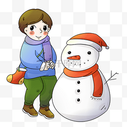 手绘圣诞节雪人插画