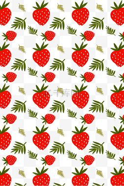 红色手绘草莓图片_红色的草莓底纹插画