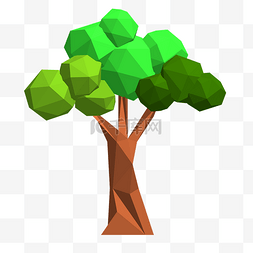几何风格树图片_多边球状绿色环保大树