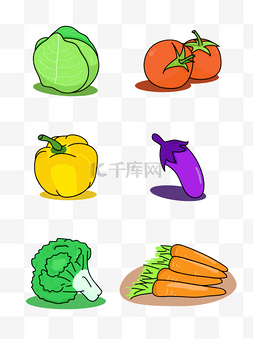 一组蔬菜简笔画可商用元素