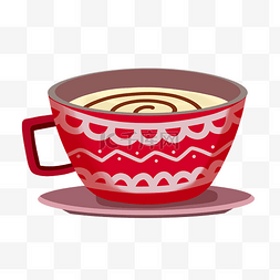 红色的咖啡杯手绘插画