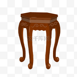 木质圆桌古代家具插画