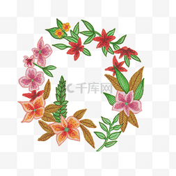 卡通彩色花朵花环免抠图