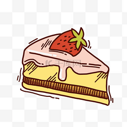 手绘食物甜点蛋糕图片_粉色草莓切块蛋糕