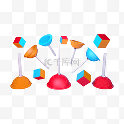 c4d艺术字体图片_c4d电商元素马桶吸盘