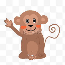 手绘萌宠插画图片_可爱动物猴子插画