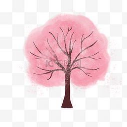 樱花树木红色卡通插画