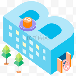 插画比特币图片_2.5D比特币字母B