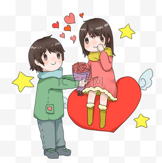 手绘情人节花束插画